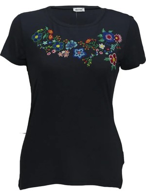 Erline Erimeks Çiçek Nakışlı Yuvarlak