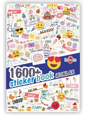 1600 Ikonlar Emoji Sticker Book Ajanda Bullet Journal Laptop Telefon Bavul Etiket Defteri Kitabı