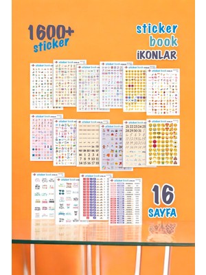 1600 Ikonlar Emoji Sticker Book Ajanda Bullet Journal Laptop Telefon Bavul Etiket Defteri Kitabı