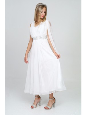 Pantulux Genç/Kız Çocuk Payetli Beyaz Abiye Elbise&Düğün Kıyafeti-ABY-2028