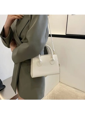 Bag & More Kadın Beyaz Trend Kare Çanta,basit Mini Crossbody Çanta,minimalist Saplı Omuz Çantası Çanta El Çanta