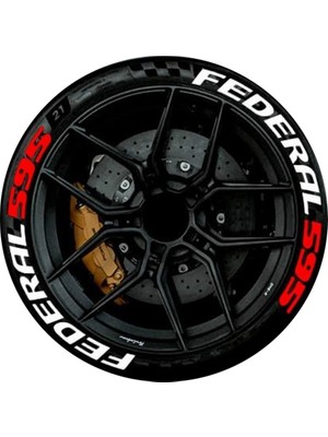 Performance Stickers Lastik Yazısı Federal 595 Araç Lastik Stickeri 8Adet Büyük Boy 31 mm Tüm Lastik Yanaklarına Uyumlu