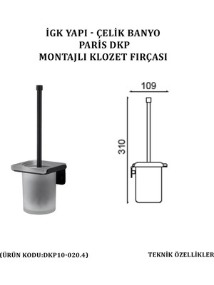 Çelik Banyo Paris Montajlı Klozet Fırçası (DKP10-020.4)