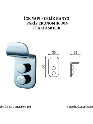 Çelik Banyo Paris Tekli Askılık (PS10-001)