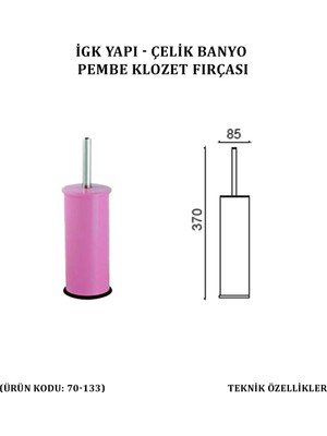 Çelik Banyo Klozet Fırçası Pembe (70-133)