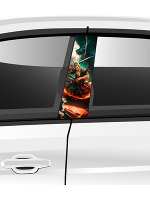 Özbey Reklam Araç Kapı Direk Folyo Etiketi Aksesuarı Desenli Seti (Sağ ve Sol Takım)