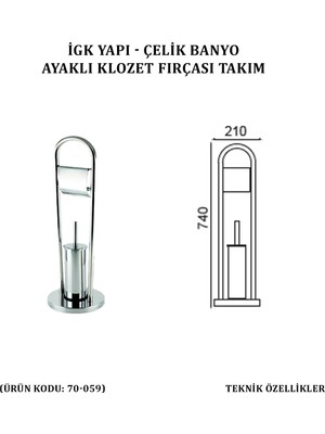 Çelik Banyo Ayaklı Klozet Fırçalık 430 (70-059)