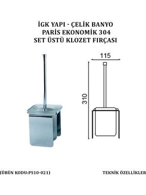 Çelik Banyo Paris Set Üstü Klozet Fırçası (PS10-021)