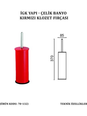 Çelik Banyo Klozet Fırçası Kırmızı (70-132)