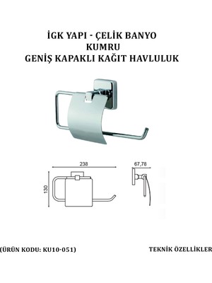 Çelik Banyo Kumru Geniş Kapaklı Kâğıt Havluluk (KU10-051)