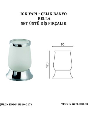 Çelik Banyo Bella Set Üstü Diş Fırçalık (BS10-017)