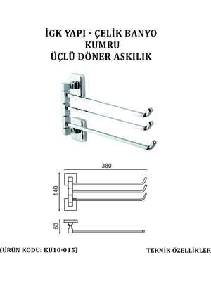 Çelik Banyo Kumru Üçlü Döner Havluluk (KU10-015)