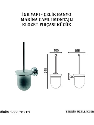 Çelik Banyo Marina Küçük Klozet Fırçası (70-017)