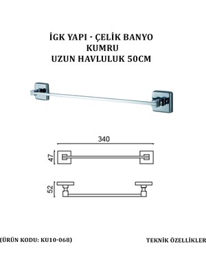 Çelik Banyo Kumru Uzun Havluluk 50 cm (KU10-068)