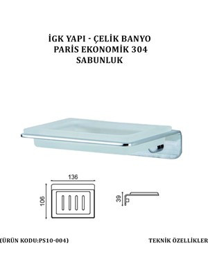 Çelik Banyo Paris Montajlı Sabunluk (PS10-004)