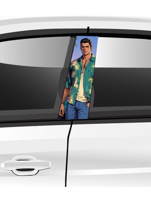 Özbey Reklam Araç Kapı Direk Folyo Etiketi Aksesuarı Desenli Seti (Sağ ve Sol Takım) - 25X50 cm