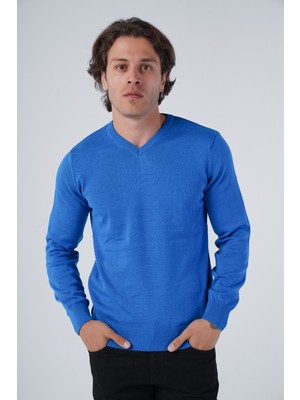 Trist Star Erkek Sax %100 Pamuk Bisiklet Yaka Triko Kazak TRIST-1102