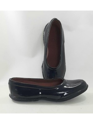 Ak Plastik Derby Galoş Siyah Astarlı Kaliteli Bayan Lastik Mest Ayakkabı