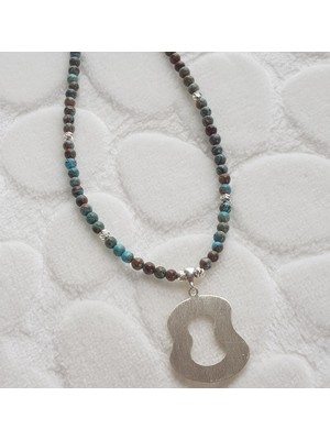 Canka Turmalin Turkuaz Taşlı El Yapımı Dali Gümüş Kolye