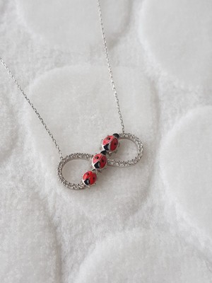 Canka Sonsuzluk Uğur Böceği Gümüş Kolye