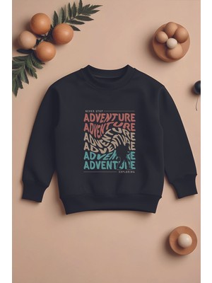 Myada Özel Tasarım Adventure Exploring Baskılı Oversize Çocuk Sweatshirt 11134