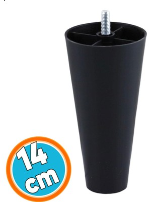 Nzb Mobilya Yükseltici Sehpa Kanepe Tv Ünitesi Koltuk Baza Ayağı Siyah Düz Plastik Ayak 14 cm