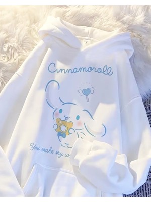 Populus Cinnamorol Sanrio Kawaii Unisex Beyaz Sweatshirt