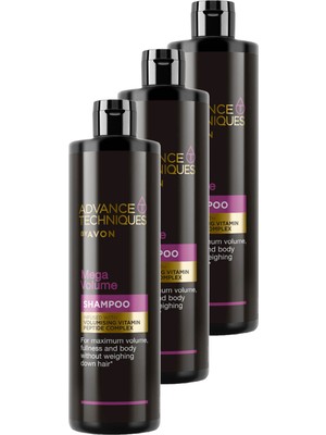 Avon Advance Techniques Mega Volume Hacim Veren Şampuan 400 Ml. Üçlü Set