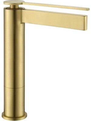 FJ-6022 Mat Fırçalanmış Altın Yüksek Lavabo Bataryası