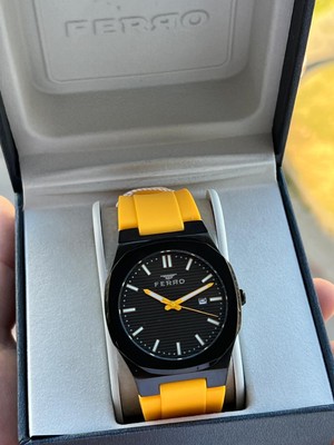 Ferro Silikon Kordon Takvimli Kadran 30 mt Suya Dayanıklı Erkek Kol Saat EFM11340-Z4