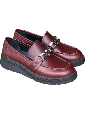 Degischic1 Bordo Deri Toka Loafer