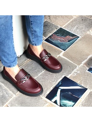 Degischic1 Bordo Deri Toka Loafer