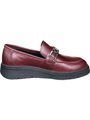 Degischic1 Bordo Deri Toka Loafer