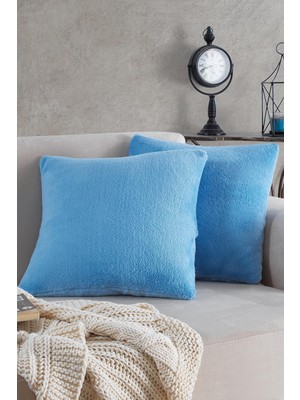 Znp Home Sofa | 2 Adet Mavi Renk Welsoft Kırlent Kılıfı Yastık Kılıfı 44X44 cm