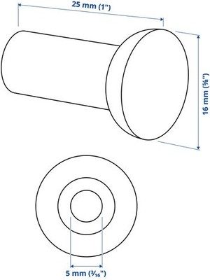 Ikea Nydala Topuz, Siyah, 16 Mm, 2 Adet