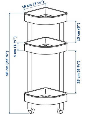 Ikea Brogrund Duş Sepeti, Paslanmaz Çelik, 19X58 cm