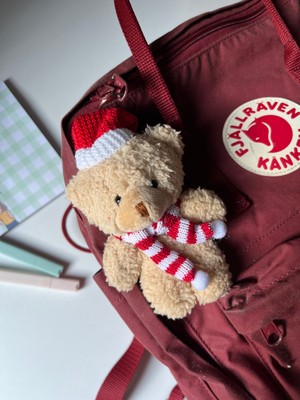 Sumicorn Design Yılbaşı Noel Şapkalı Peluş Ayıcık Anahtarlık Çanta Aksesuarı Hediyelik