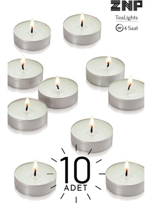 Maison Art 10 Adet | Yasemin Kokulu Tealight Mum | 4 Saat Yanar | Dekoratif Mumluk Mumu