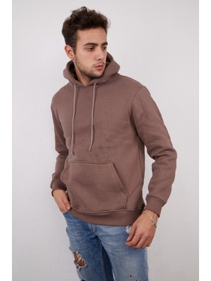 Bej Kapüşonlu Erkek Sweatshirt