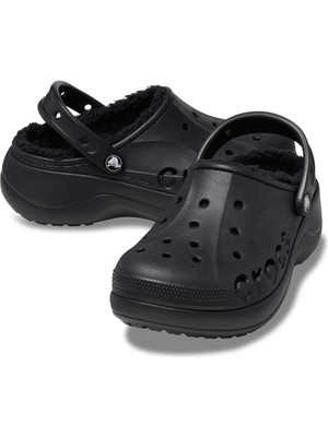 Cross Crocs Baya Platform Lined Clog Kadın Siyah Terlik 208708-001