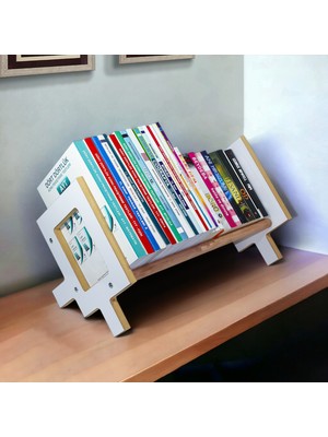 Wood Aku Panel Masaüstü Kitaplık Ahşap Kitap Rafı Organizer Düzenleyici Mdf Kitaplık Çocuk Kitaplığı 50cm