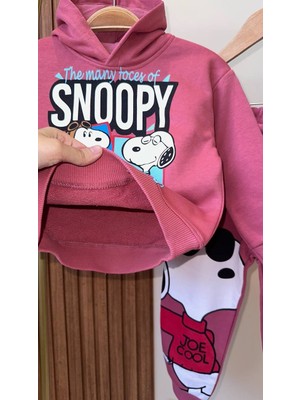 Tios Trend Snoopy Baskılı Kapüşonlu Sweatshirt Alt 2'li Takım