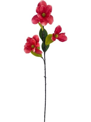 Yapay Çiçek Pembe Koyu Manolya Islak Doku 3 Kafalı Uzun Dal Çiçek Flowers 95CM