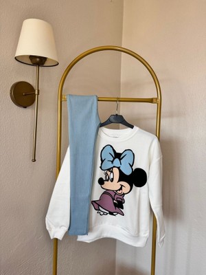 Tios Trend Minnie Mouse Baskılı Sweatshirt Alt 2'li Takım