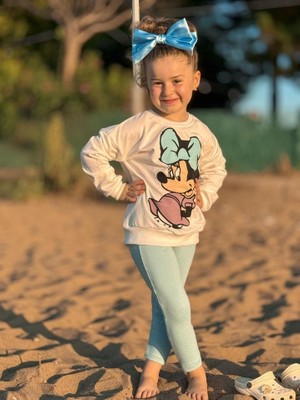 Tios Trend Minnie Mouse Baskılı Sweatshirt Alt 2'li Takım