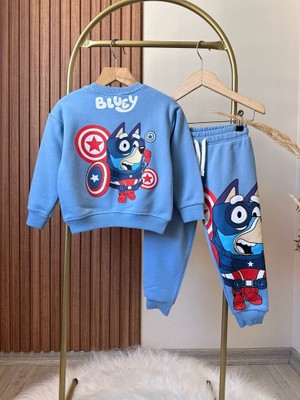 Tios Trend Bluey Kaptan Amerika Baskılı Sweatshirt Alt Üst Takım