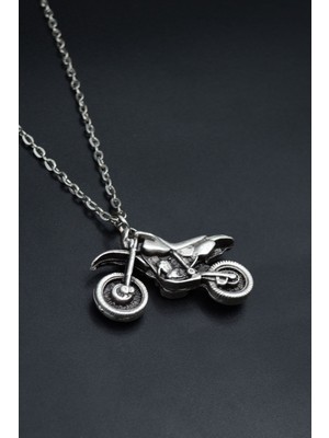 Cross Motor  Gümüş Kaplama Unisex Düz Zincir Kolye kod 791