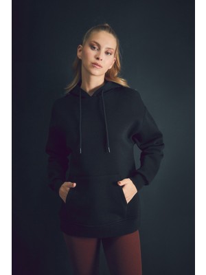 FullaModa Basic Kanguru Cepli Kapüşonlu Sweatshirt