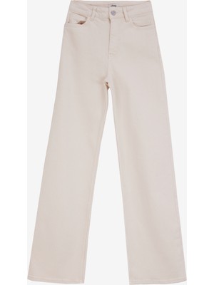 Jeep Yüksek Bel Bootcut Paça Flare Ekru Kadın Denim Pantolon J4WL-PNT7093