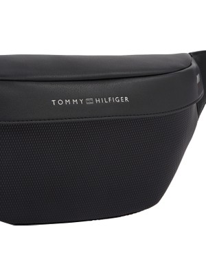 Tommy Hilfiger Siyah Erkek Bel Çantası Th Corp Texture Bumbag